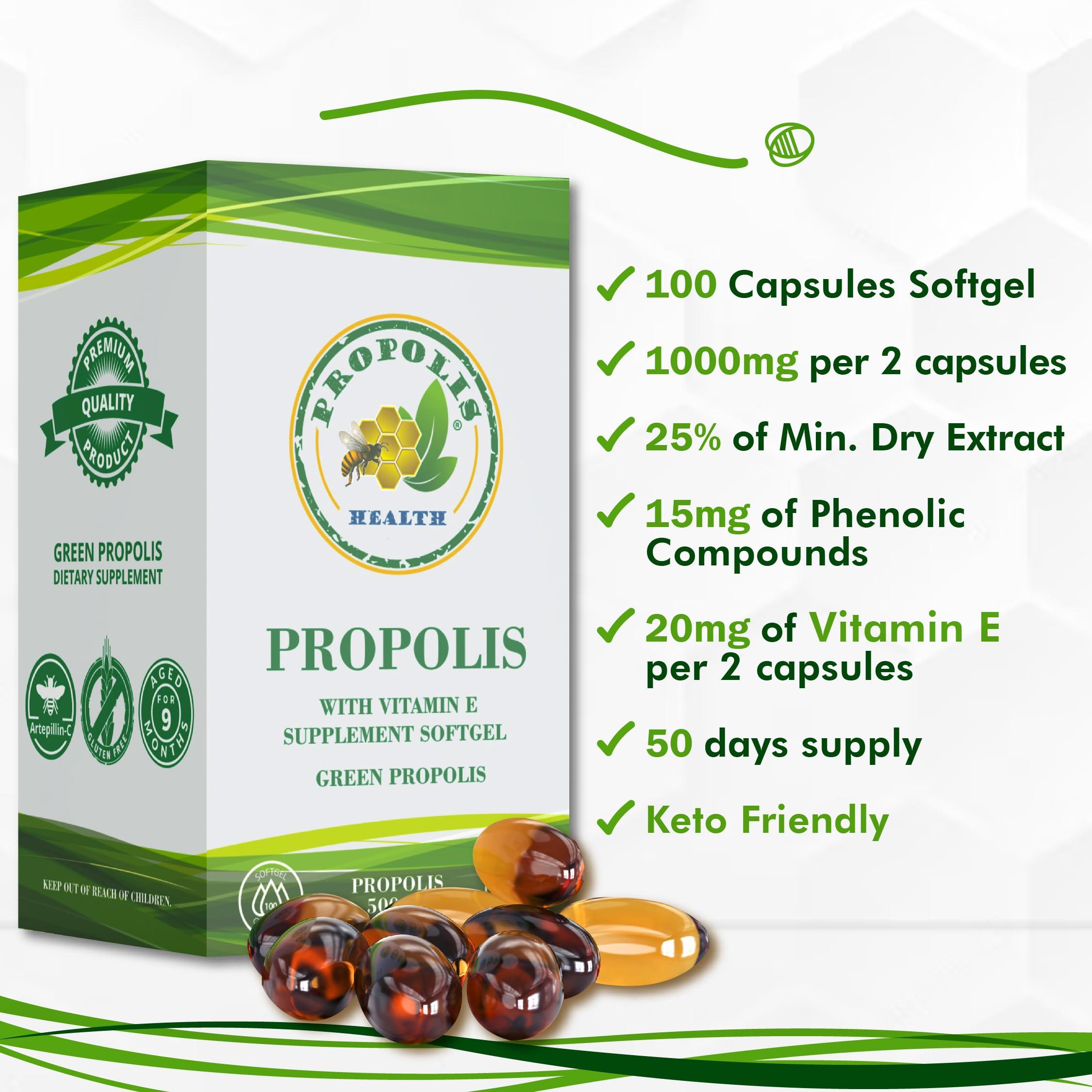 Propolis Health Propolis Health Premium Brazilian Green Propolis Bundle: 1000mg Capsules with Vitamin E & Green Propolis Extract Liquid - 50 Days Capsule & 30 Days Liquid Supply for Immune Support