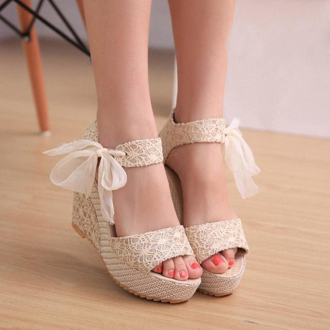 ZHOUYF ZHOUYF Women Wedges Sandals Butterfly Ankle Strap Open Toe Platform Sandals For Women Dressy Sandals Summer