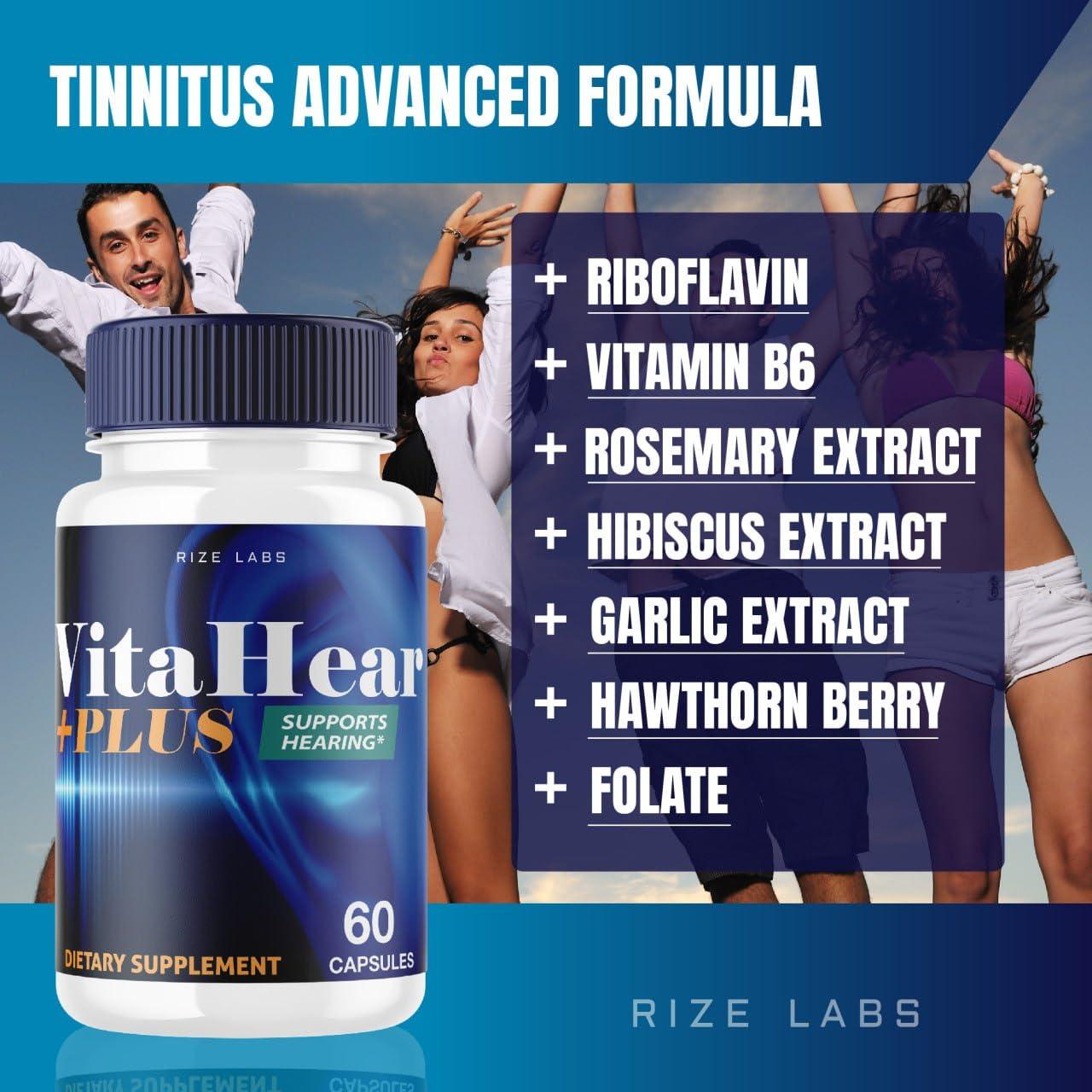 rize labs (2 Pack) VitaHear Plus Supplement, VitaHear Plus Capsules for Complete Ear Health, VitaHear + Advance Formula Pills to Regain Full Capability, Vita Hear Plus Reviews (120 Capsules)