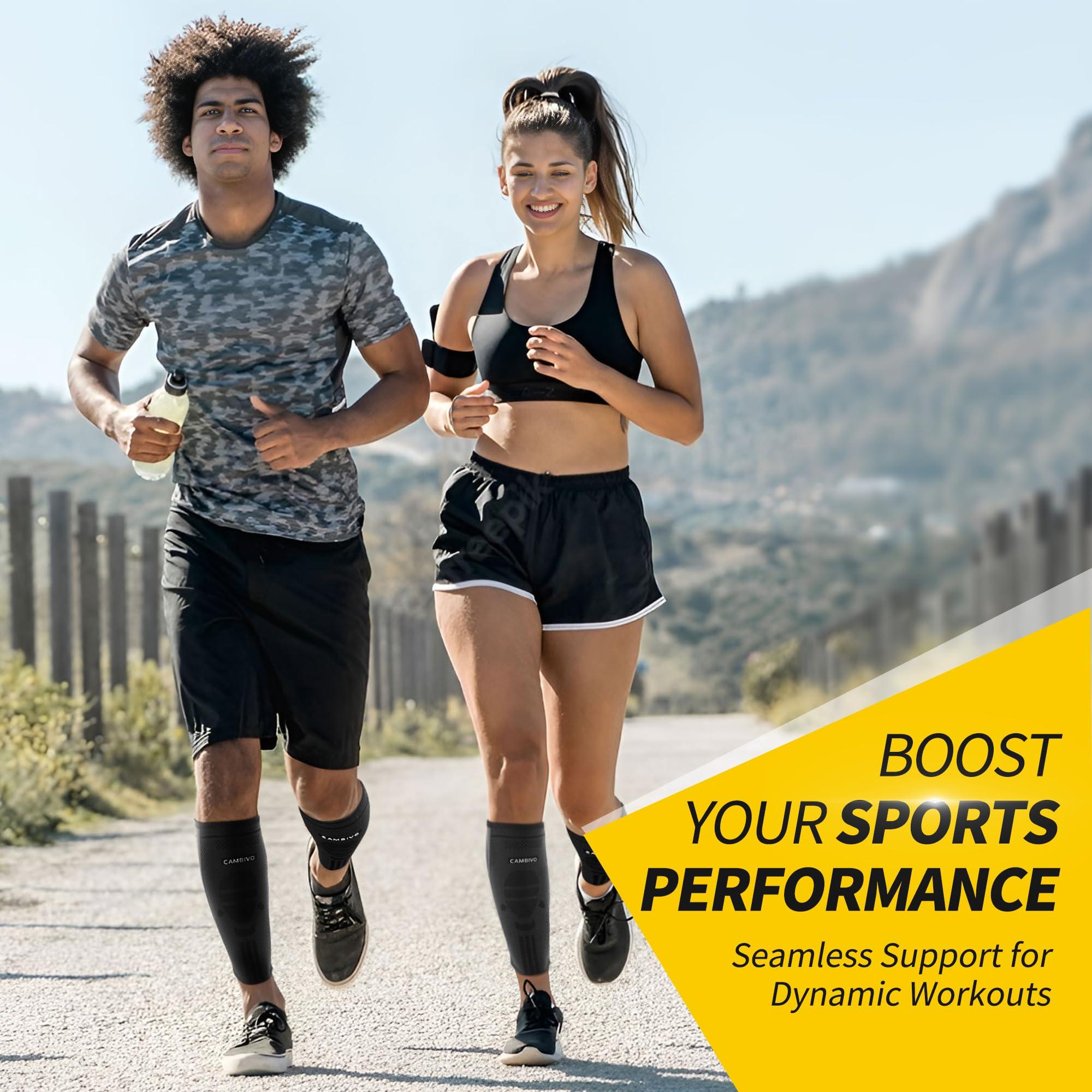 CAMBIVO CAMBIVO Calf Compression Sleeves with Side Stabilizers for Men & Women - Shin Splint Support, Leg Brace Guard for Running