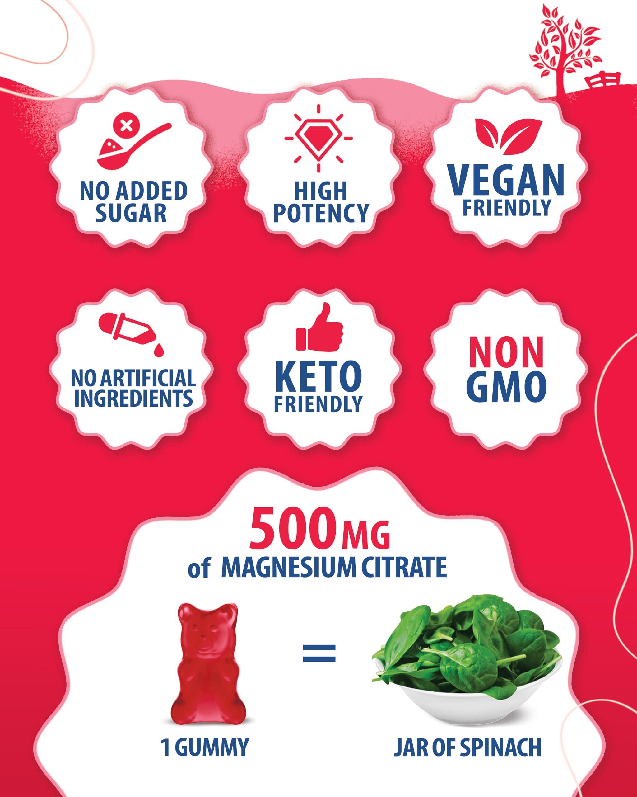 SUNNY SAM Sanny SAM Magnesium Gummies for Kids & Adults - 500mg - Calm Magnesium Chews - Magnesium Citrate Chewable Supplement for Mood & Muscle Support