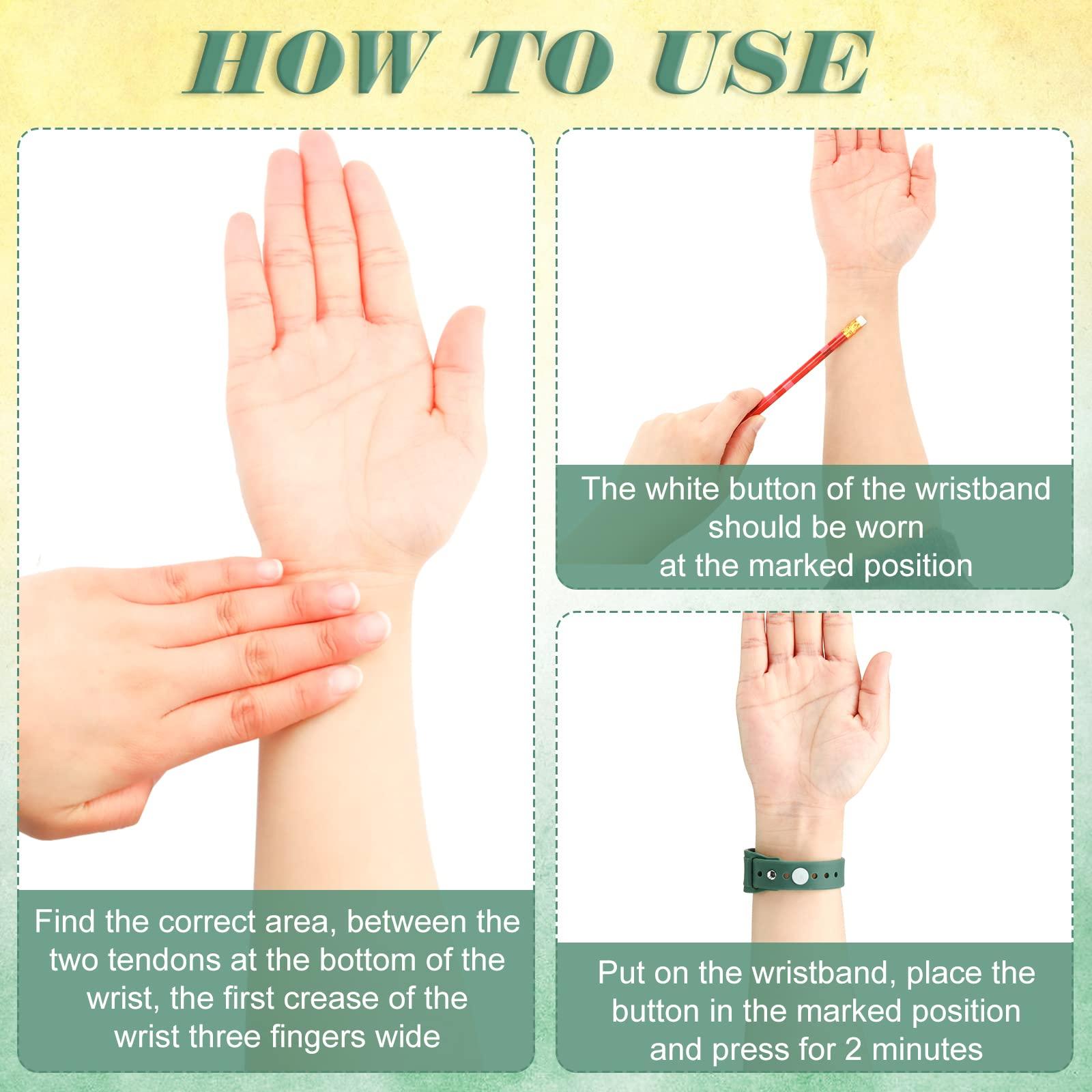 BBTO 4 Pcs Motion Sickness Bracelets Bands Sickness Adult Adjustable Acupressure Wristband Headache Relief Anxiety Relief Waterproof Band for Seasickness Car (Black, Green)