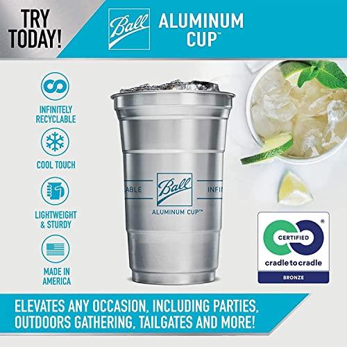 Ball Ball Aluminum Cup Recyclable Party Cups, 20 oz. Cup, 10 Cups Per Pack