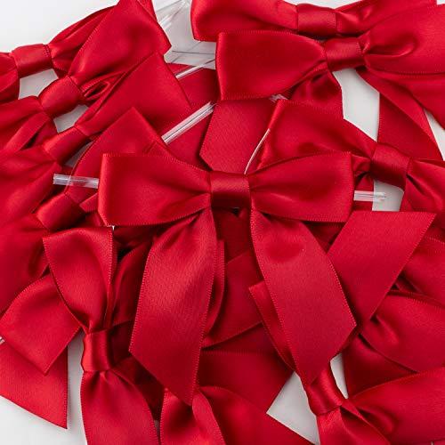 7Rainbows 7Rainbows 30pcs Boutique 3.5\" Red Satin Ribbon Twist Tie Bows for Tying Up Packages Gift Wrapping