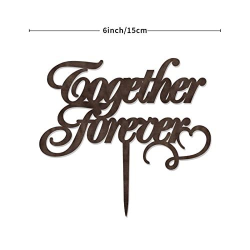 YJHLBHDIAN Together Forever Cake Toppers Anniversary Cake Toppers Mr & Mrs Wedding Cake Topper Married Cake Topper Rustic Wedding Gift Custom Last Name Cake Decorations Wood Brown Cake Topper