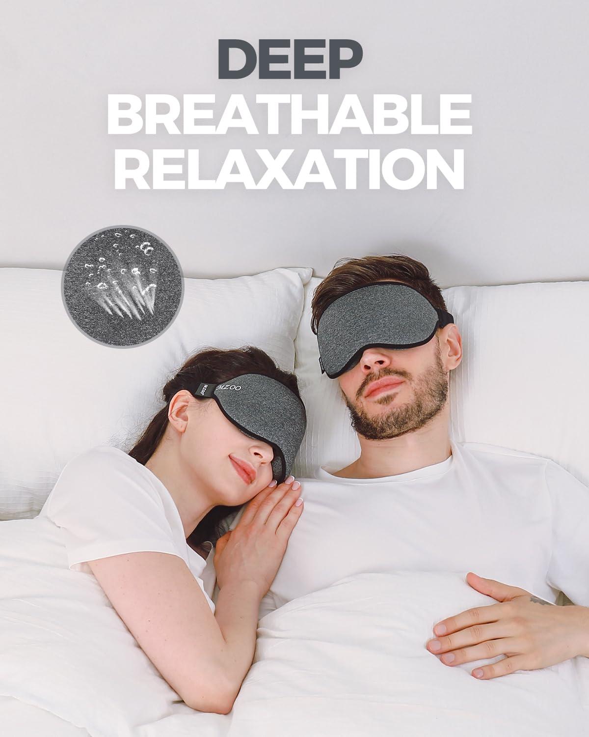 MZOO MZOO Luxury Sleep Mask for Back and Side Sleeper, Completely Block Out Light Sleeping Eye Mask for Women Men, Zero Eye Pressure 3D Contoured Night Blindfold, Breathable & Soft Eye Shade Cover