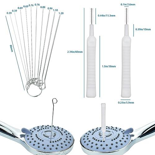 LIEUDAGE Shower Head Cleaner Brushes, Shower Head Cleaner Pins Calcium Build Up Clog Clean Needle Picks Shower Cleaning Brush Shower Head Cleaner Tool Brush for Small Holes Gaps Grooves Spray Nozzles etc