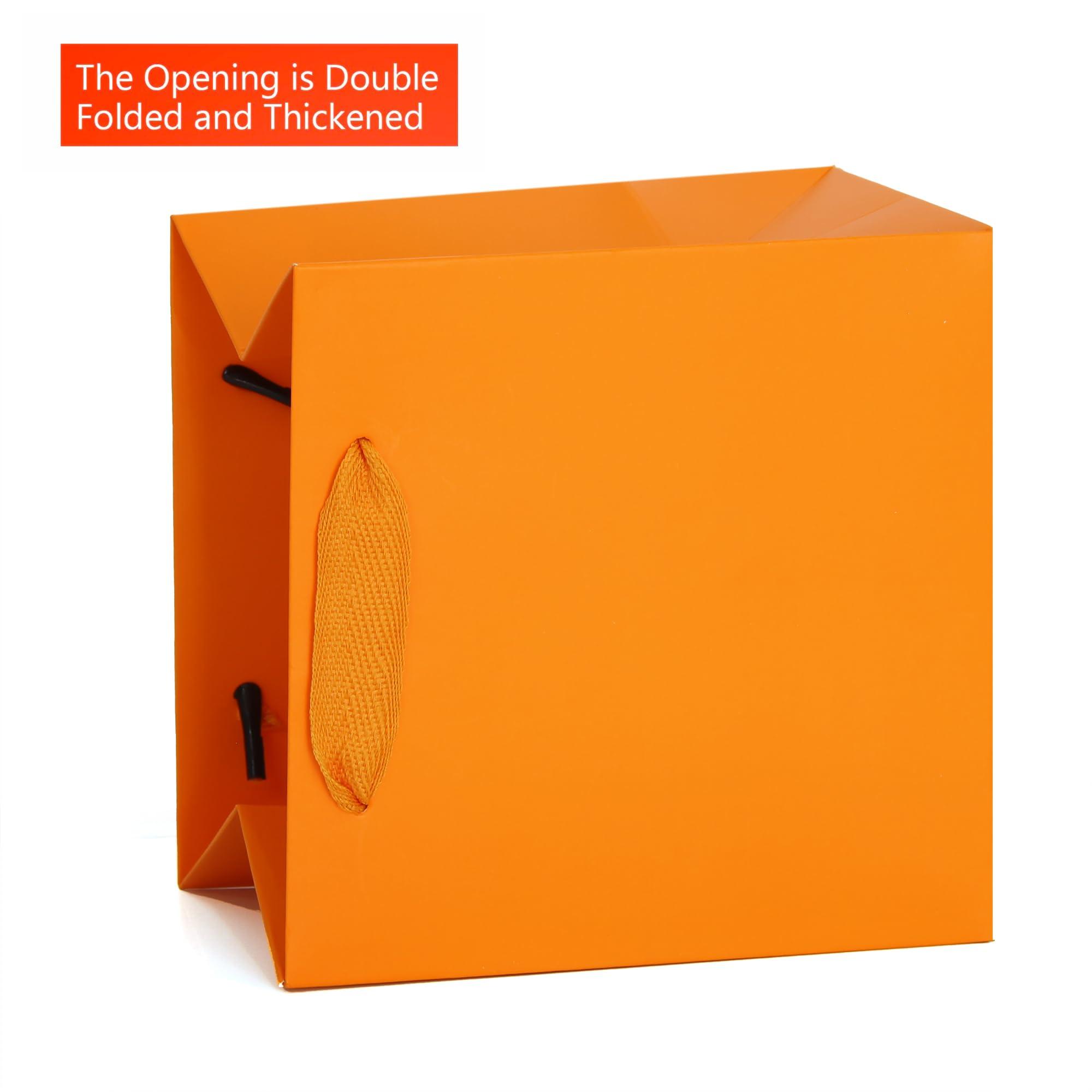 LFCXHTY LFCXHTY Orange Paper Gift Bag 6 in Small Square Body Paper Bags with Handles for Wedding Baby Shower Birthday Party (Bright Orange, 6 x 4 x 6 in, 10 CT)