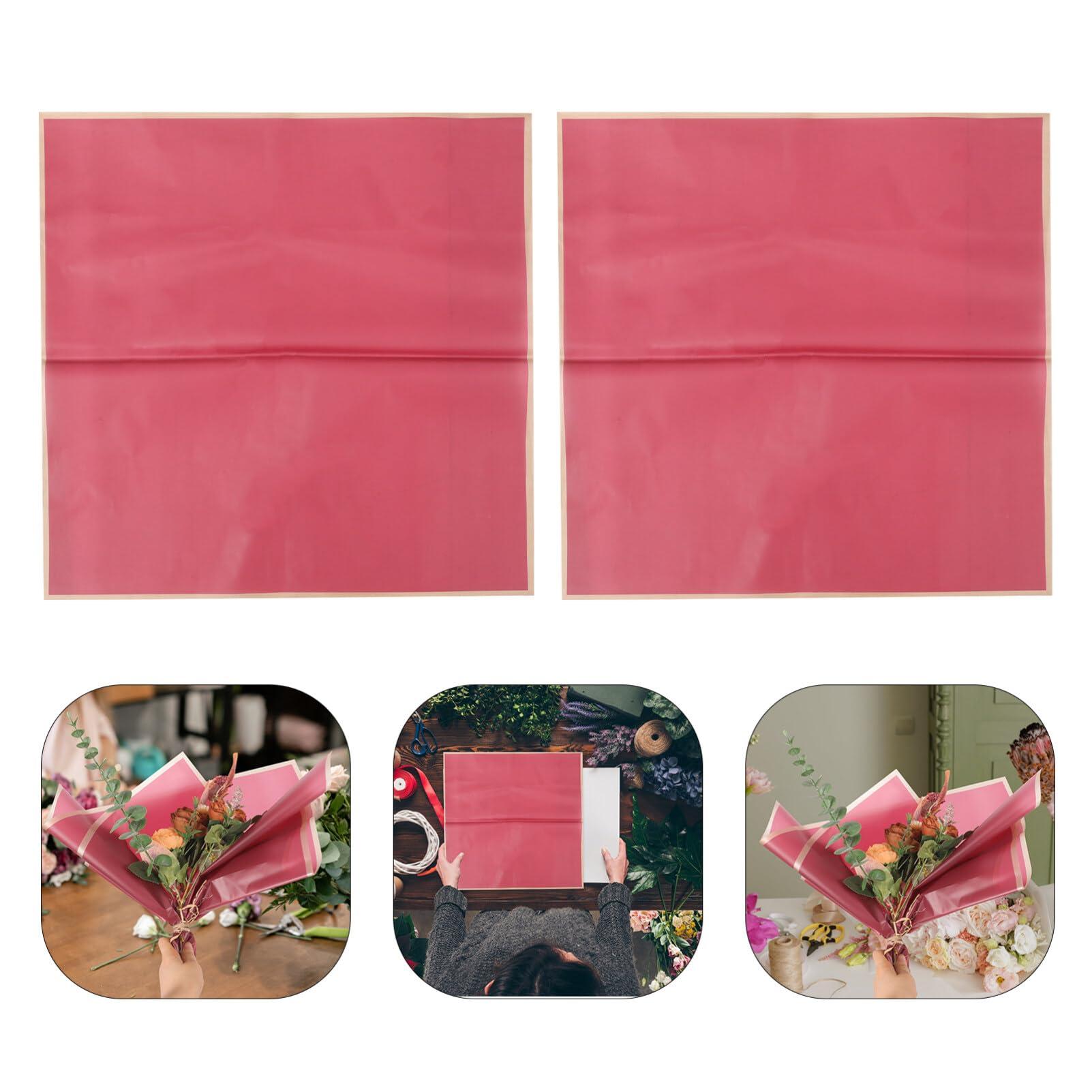 SEWACC Flower Wrapping Paper, 20 Sheets Gold Edge Floral Wrapping Paper Florist Supplies Pure Color Flower Bouquet Packaging Paper Valentines Day Weddings Party