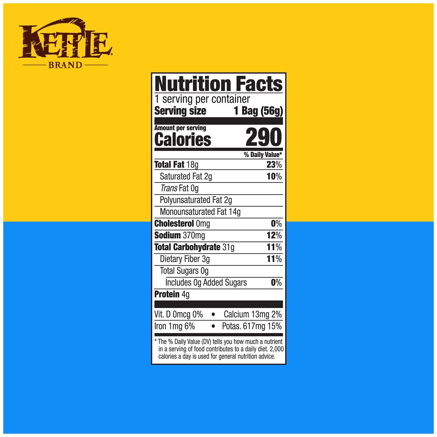 Kettle Brand Kettle Brand Potato Chips, Salt & Vinegar Kettle Chips, Snack Bag, 2 Oz