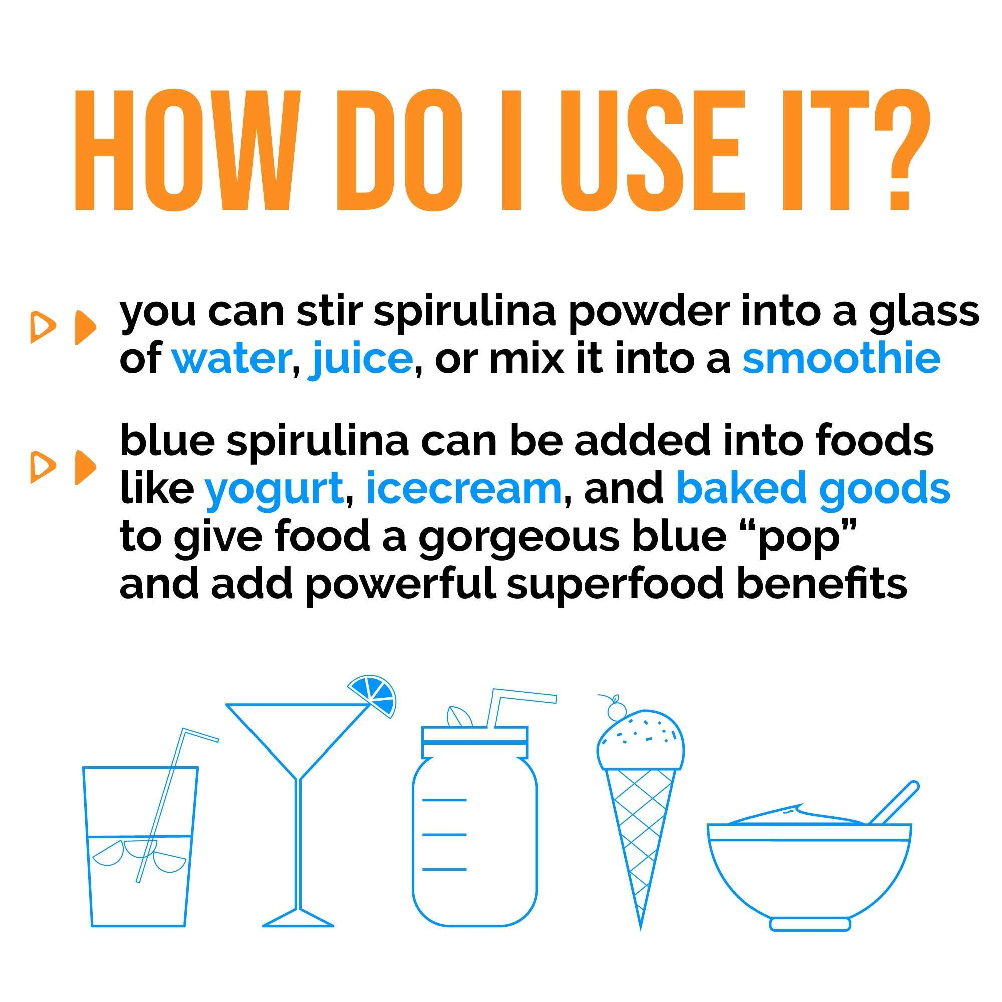 Lone Star Botanicals Organic Blue Spirulina Powder - 100% Pure Superfood Blue-Green Algae, No Fishy Smell, Natural Food Coloring for Smoothies & Protein Drinks - Non GMO, Gluten-Free, Vegan + USDA Certified, 60 Servings