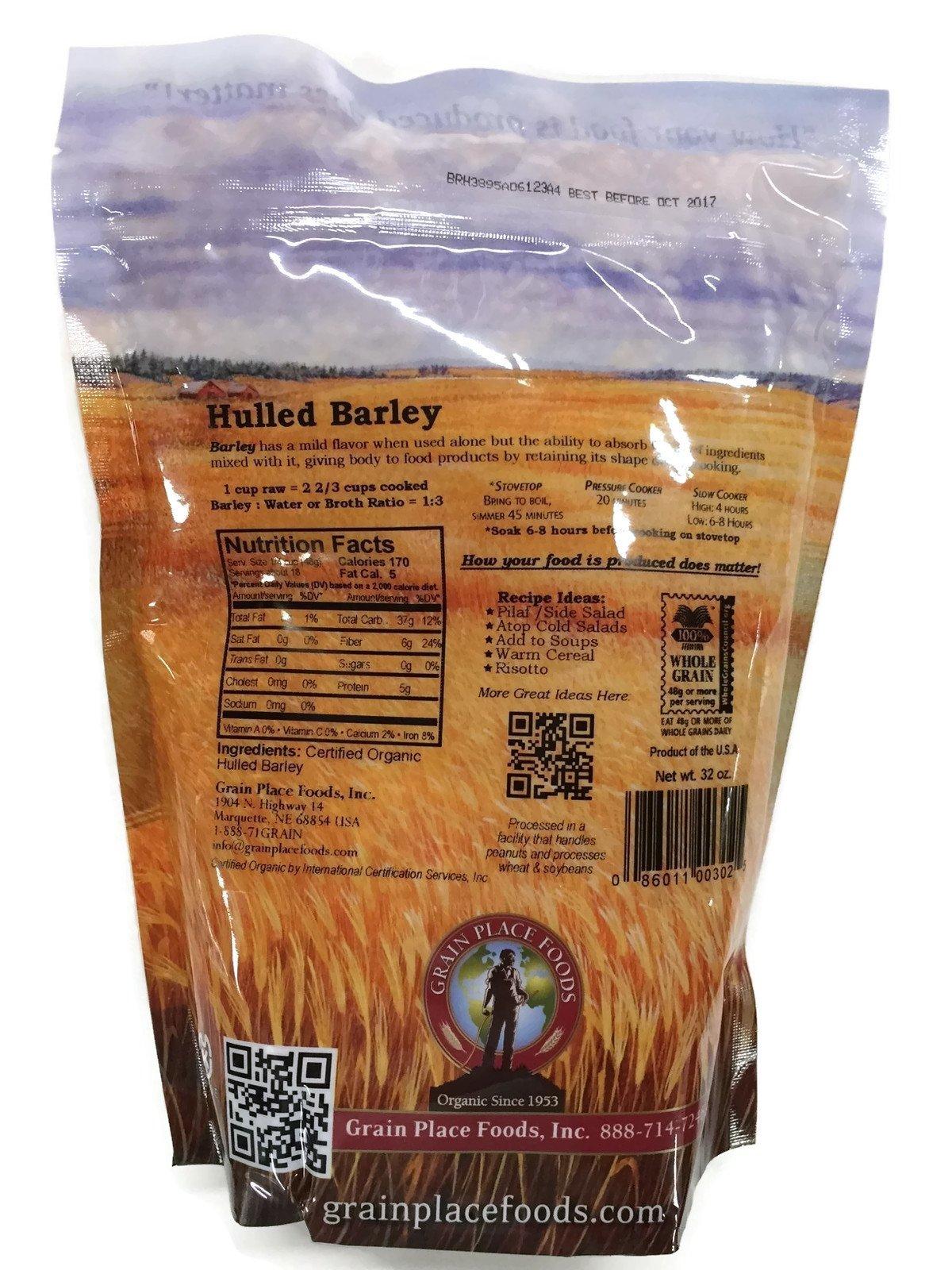Grain Place Foods Grain Place Foods | Non-GMO Organic Hulled Barley | Made in the USA | 2 lb Bag