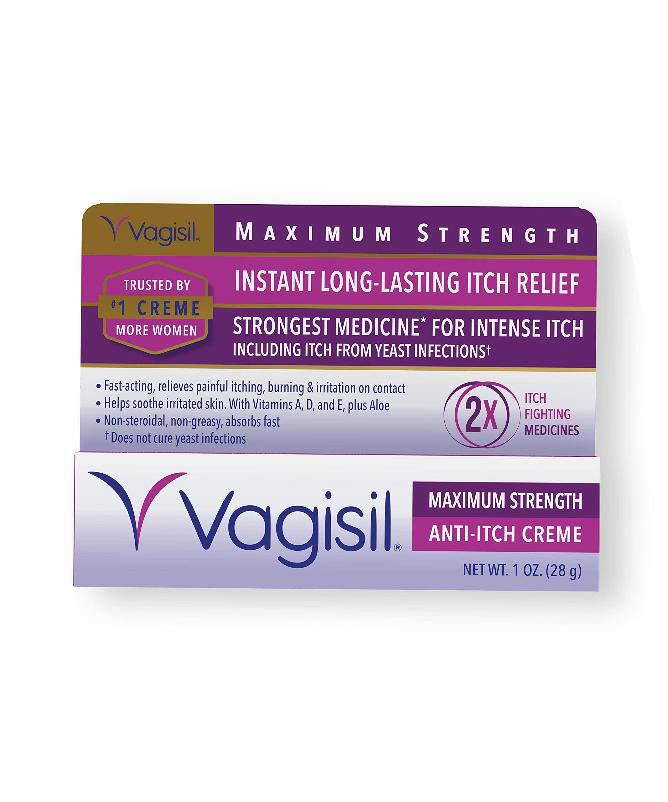Vagisil Vagisil Maximum Strength Feminine Anti-Itch Cream with Benzocaine for Women & Anti-Itch Medicated Feminine Intimate Wipes for Women, Maximum Strength, Gynecologist Tested, 12 Wipes