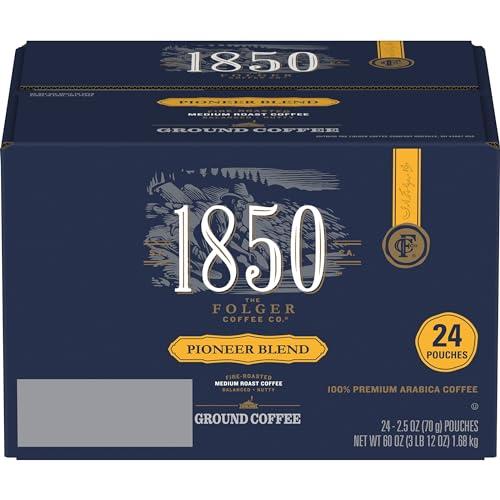 1850 1850 Pioneer Blend Medium Roast Ground Coffee, Fraction Pack, 2.5 Ounce (Pack of 24)