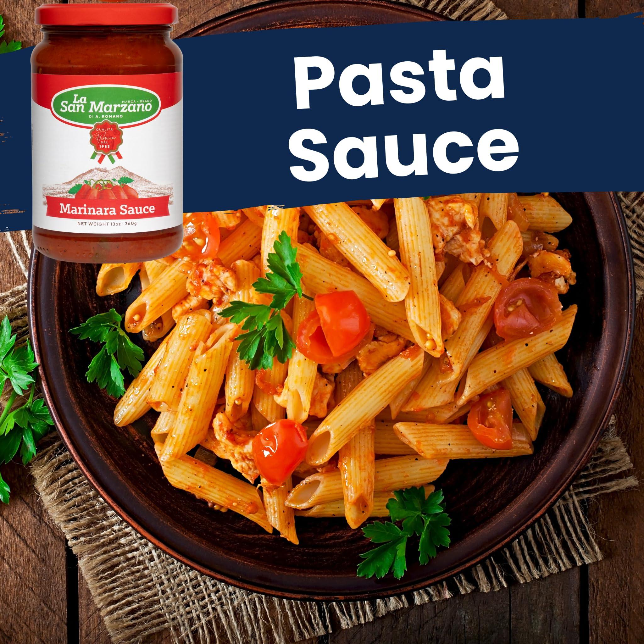 La San Marzano La San Marzano - Marinara Sauce - Pasta Sauce with 100% Italian Tomatoes Made in Italy - Peeled Tomatoes with Fresh and Natural Ingredients Non GMO Tomatoes, Vegan, Gluten Free, Kosher, Mediterranean Diet 13 Ounce Jar