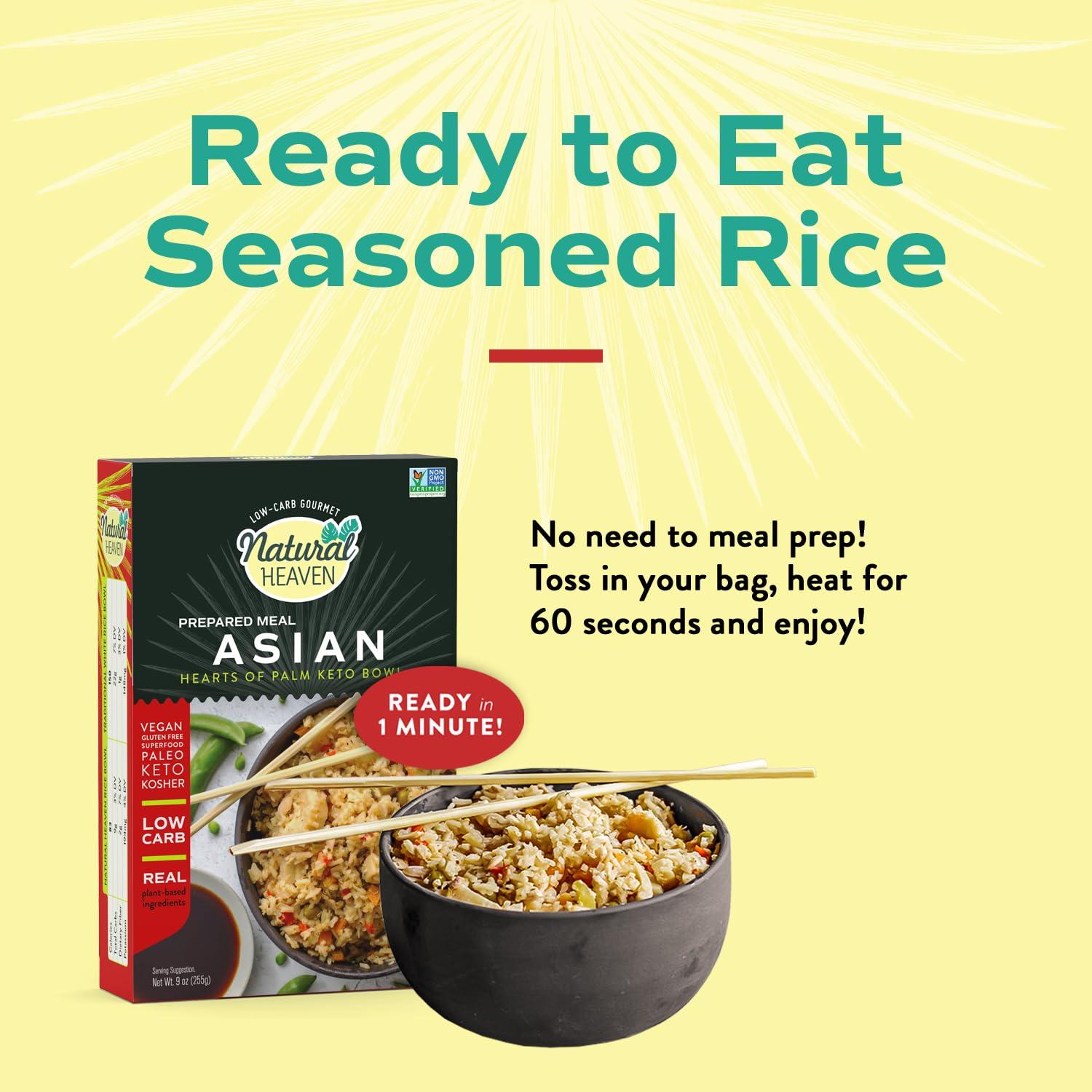 Natural Heaven Natural Heaven Hearts of Palm Asian Keto Food Bowl 6-Pack Prepared Meals, Ready in 60 Seconds, 9 Oz Ea