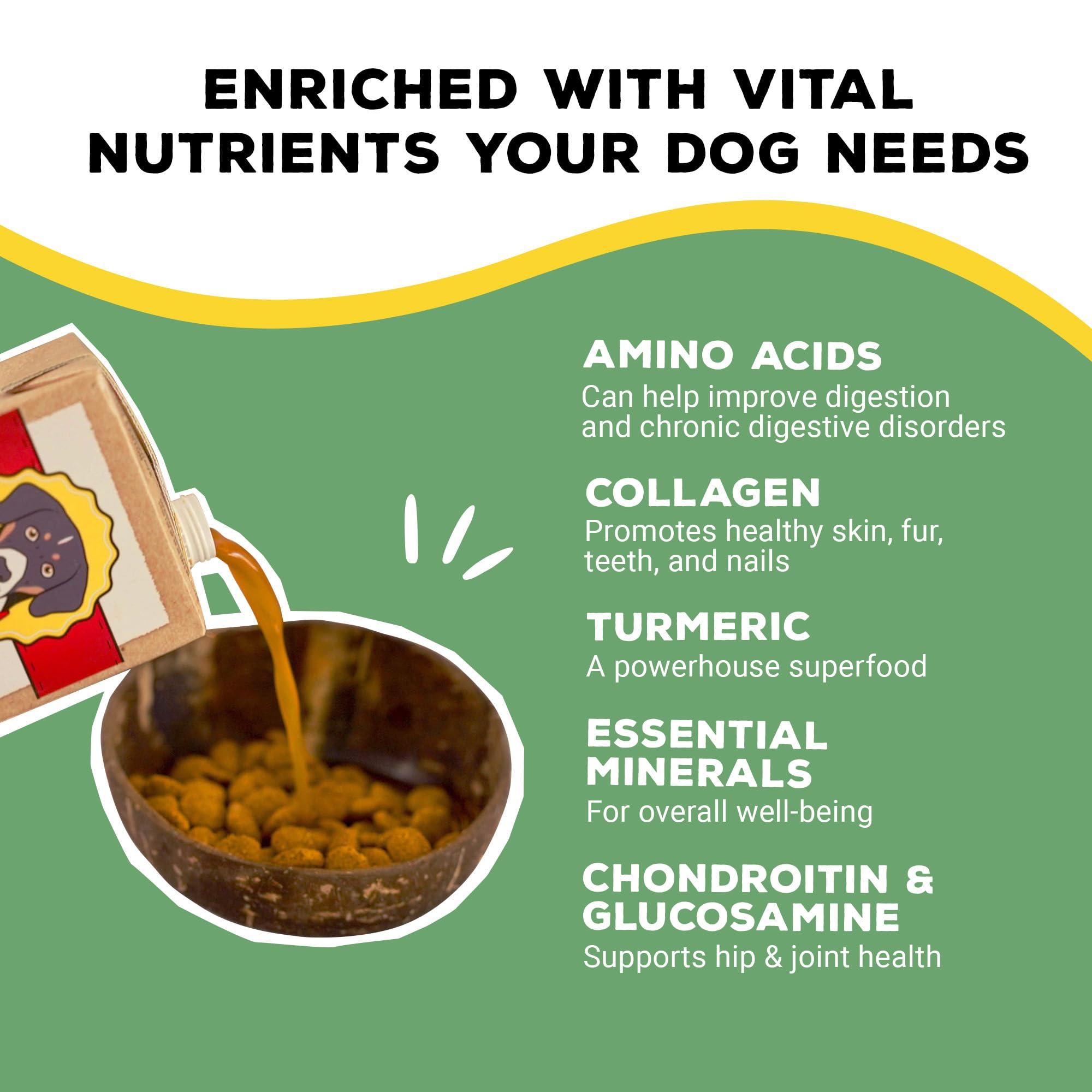 Brutus Bone Broth Brutus Chicken Broth for Dogs - All Natural Chicken Bone Broth for Dogs with Chondroitin Glucosamine Turmeric -Human Grade Dog Food Toppers for Picky Eaters & Dry Food -Tasty & Nutritious