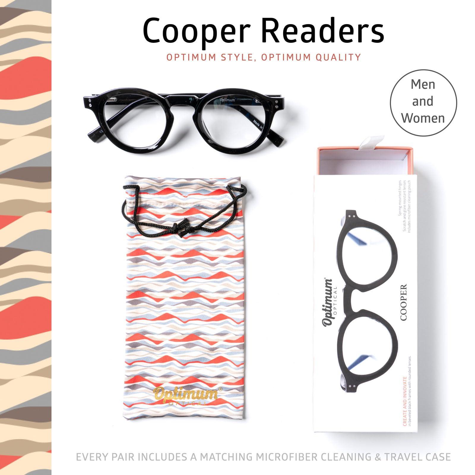 OPTIMUM OPTICAL OPTIMUM OPTICAL Readers Glasses Spring-Mounted Hinges Scratch-Resistant Lenses Round Frame Reading Glasses For Men and Women -Cooper, 3.0 x