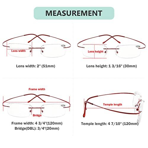 Eyekepper Eyekepper Titanium Rimless Reading Glasses Readers Women Red +2.5