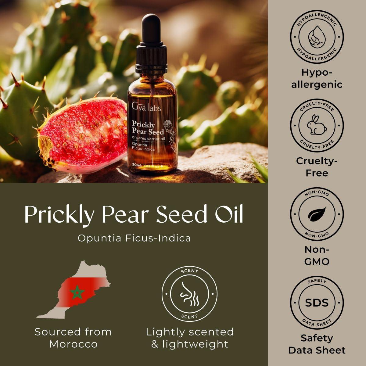 Gya Labs Gya Labs Organic Prickly Pear Seed Oil for Face - 100% Pure Natural Prickly Pear Carrier Oil for Skin, Hair, Nails (1 Fl Oz)