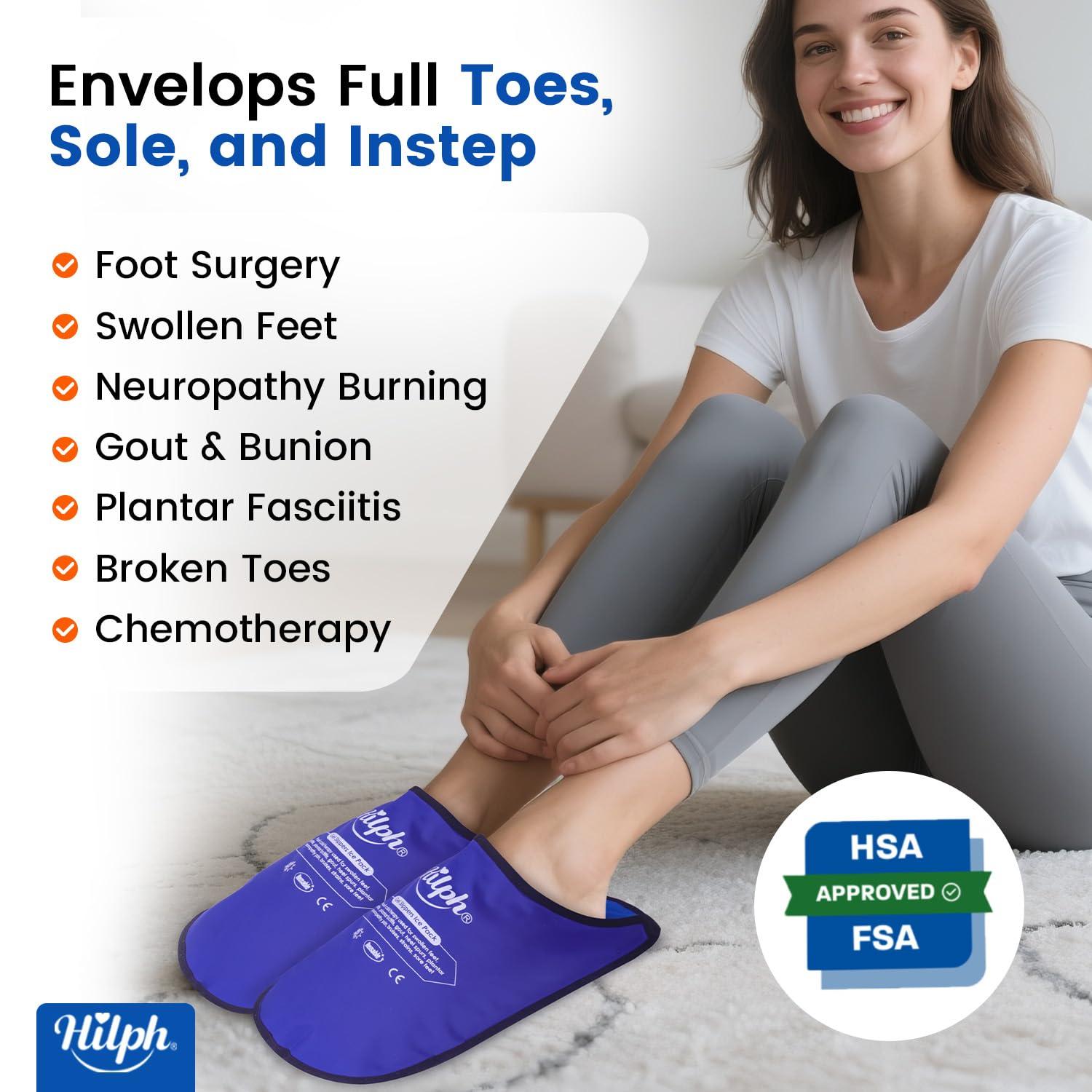 Hilph Hilph Foot Ice Pack Slippers for Plantar Fasciitis 2 Packs, Reusable Hot Cold Packs Gel Ice Slipper for Foot and Broken Toes, Gout, Foot Surgery, Neuropathy, Diabetic, Swollen (Dark Blue)