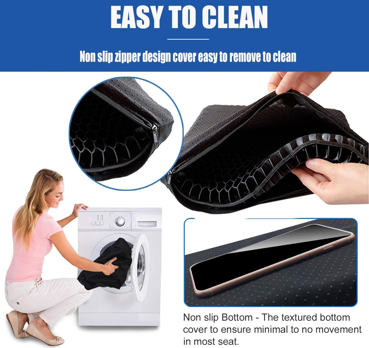 Helishy Helishy Gel Wheelchair Seat Cushion for Long Sitting, Extra Large & Thick Seat Cushion with Non-Slip Cover - Coccyx, Sciatica & Back Pain Relief - Wheelchair Cushions - Office Chair Car Seat Cushion