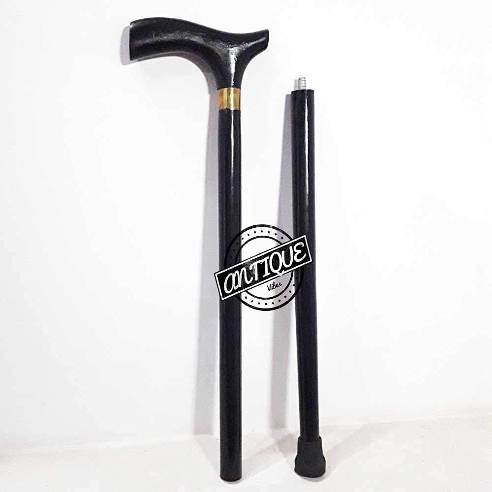 AV Wooden Canes/Sticks Black Wood Simple Cane Rod Walking Supporter - 3ft