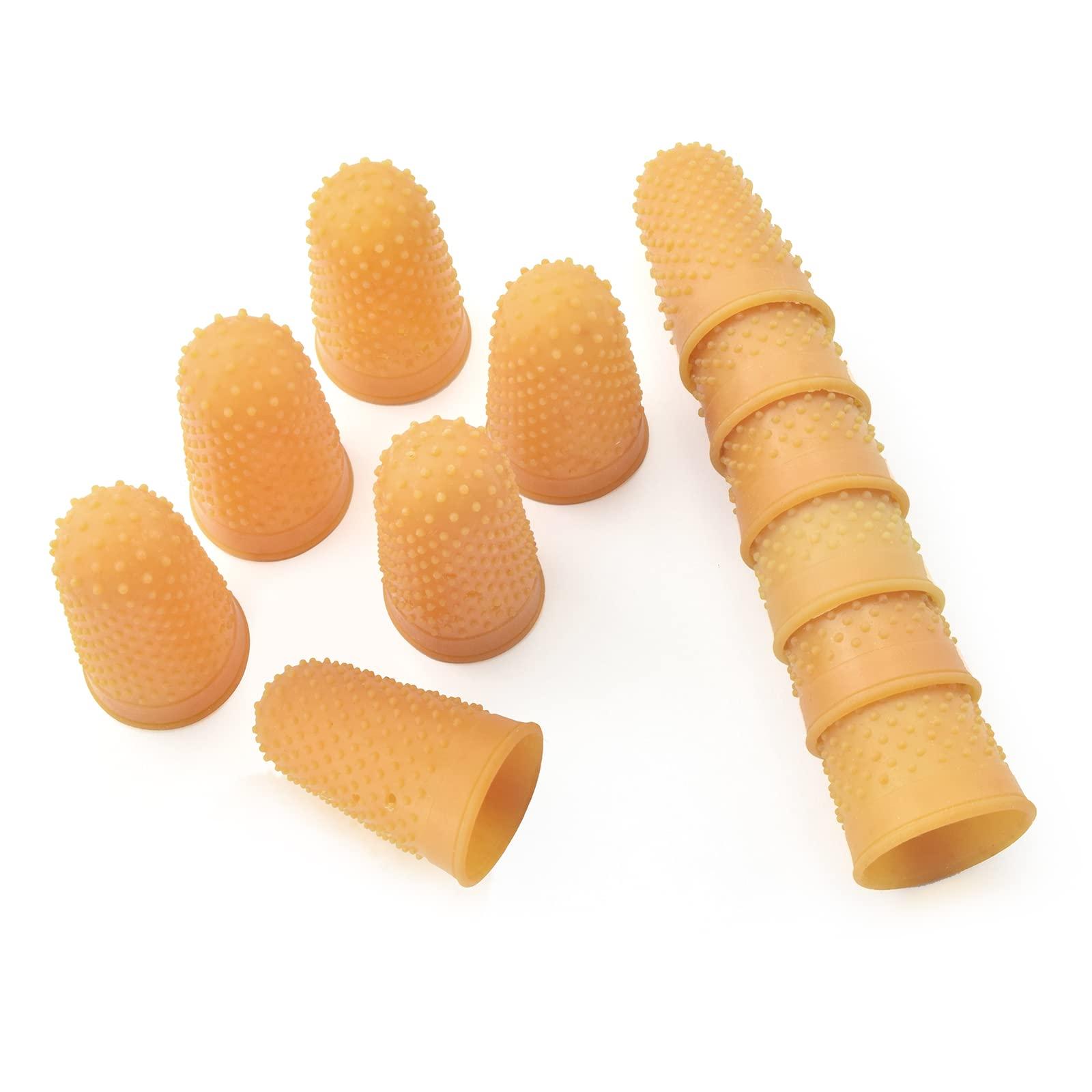 Honey Joy Finger Protector with Hole, Finger Cots, Latex Finger Tips Caps, Finger Covers (12 PCS Thimbles), New Material (Latex-Free), Finger Sleeves Great for Nail Art Work, Hand Eczema and More,HJ-NAT218 (S)