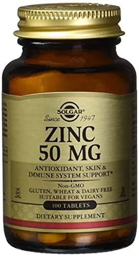 Solgar Solgar Zinc 50 Mg, 100 Tablets - Zinc for Healthy Skin, Immune System and Antioxidant Support- 100 Servings, 100 Count (Pack of 12)