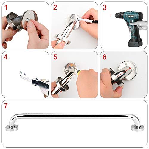 supregear supregear Bathroom Grab Bar, 24 inch 304 Stainless Steel Bathroom Safety Grab Bars Balance Grab Bar in Chrome for Bathtub Shower Toilet Kitchen Bedroom, Concealed Screw Wall Mounted