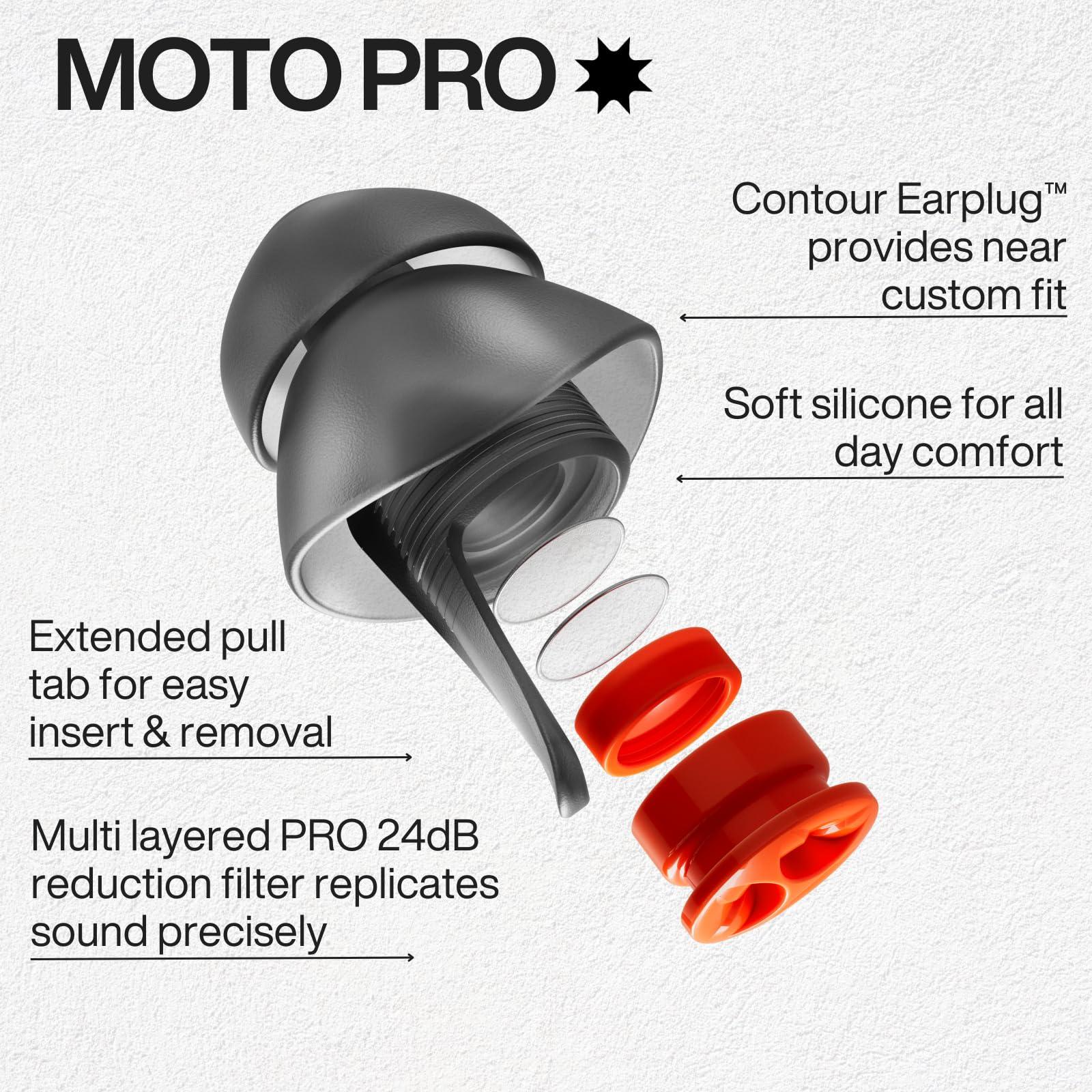 EarPeace EARPEACE Moto PRO - Motorcycle Ear Plugs - Reusable Earplugs for Wind Noise Protection with High Fidelity Filter - Noise Canceling up to 24dB - Motorcycle Accessories - Includes Filter Set and Case
