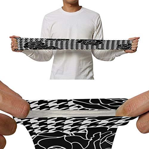 LEVEIS LEVEIS Rose Plaid Arm Sleeves UV Protection for Men Women Sunblock Protective Gloves Running Golf Cycling Driving Long Arm Cover 1 Pair