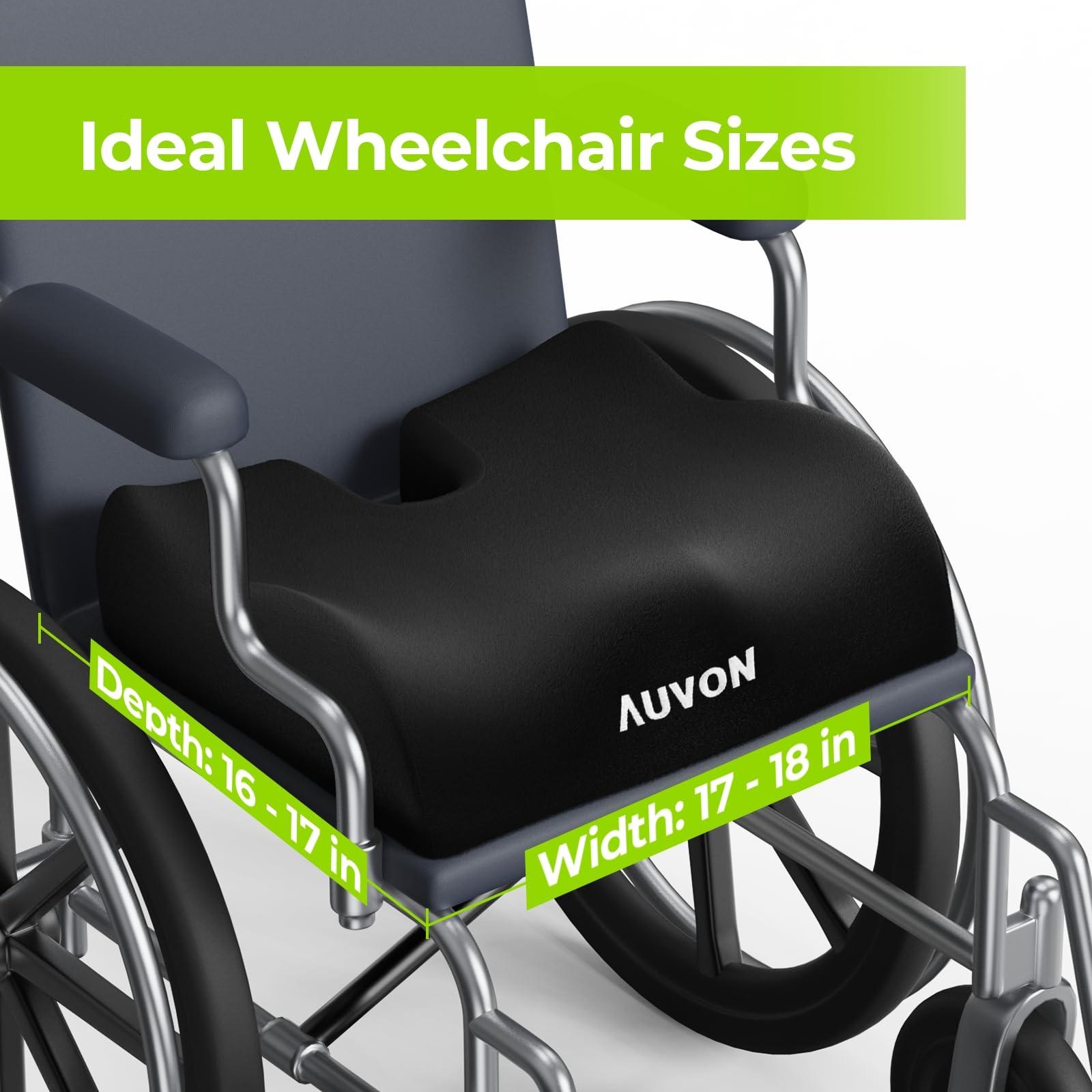AUVON AUVON Anti-Slip Wheelchair Cushions with Front High Rear Low & Hump Design, Ergonomic Seat Cushion to Optimize Sitting Posture, Chair Cushions Relieve Sciatica, Back, Pressure Sore & Ulcer Pain