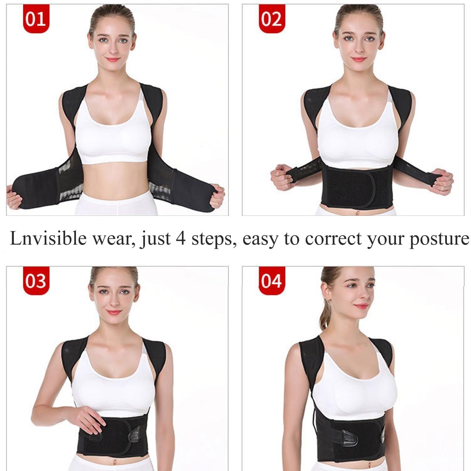 LUXRUB LUXRUB Invisible Posture Corrector Adjustable Full Back Support Teenage Students Hunchback Correction Straps Men Women Corset Orthopedic Vest Shoulder Straightener (Color : Black, Size : 3X-Large)