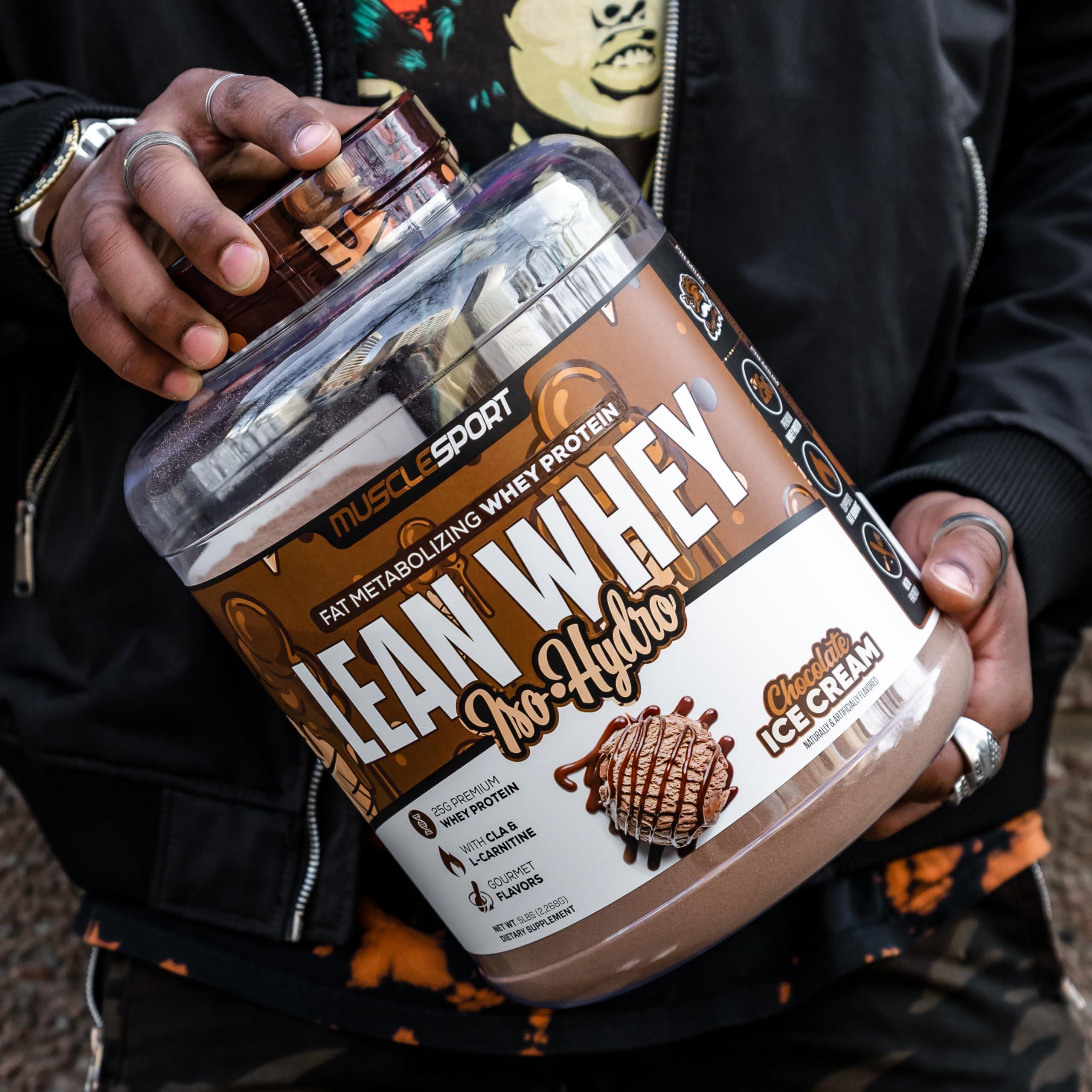 Musclesport Musclesport Lean Whey Revolution™ Protein Powder - Whey Protein Isolate - Low Calorie, Low Carb, Low Fat, Incredible Flavors - 25g Protein per Scoop - 5lb Chocolate Ice Cream
