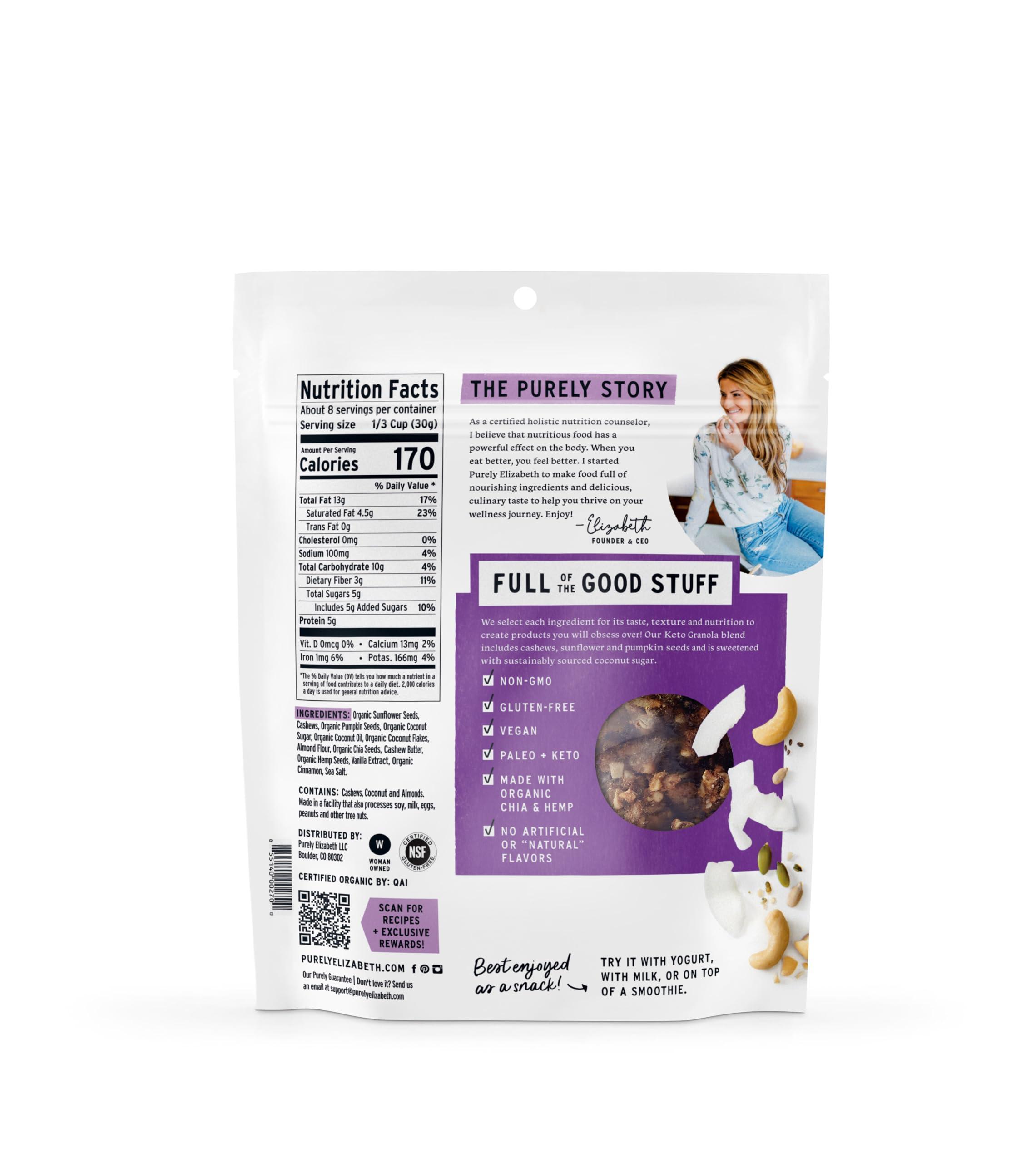 purely elizabeth Purely Elizabeth Coconut Cashew Keto Granola, Made with Nuts and Seeds, Grain-Free, Gluten-Free, Non-GMO (3 Ct, 8oz Bags)