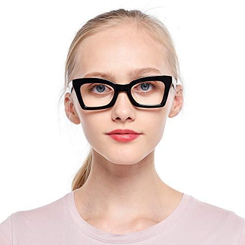 SOOLALA SOOLALA Anti-Blue Blocker Light Butterfly Readers Cateye Reading Glasses, BkWood, 1.0