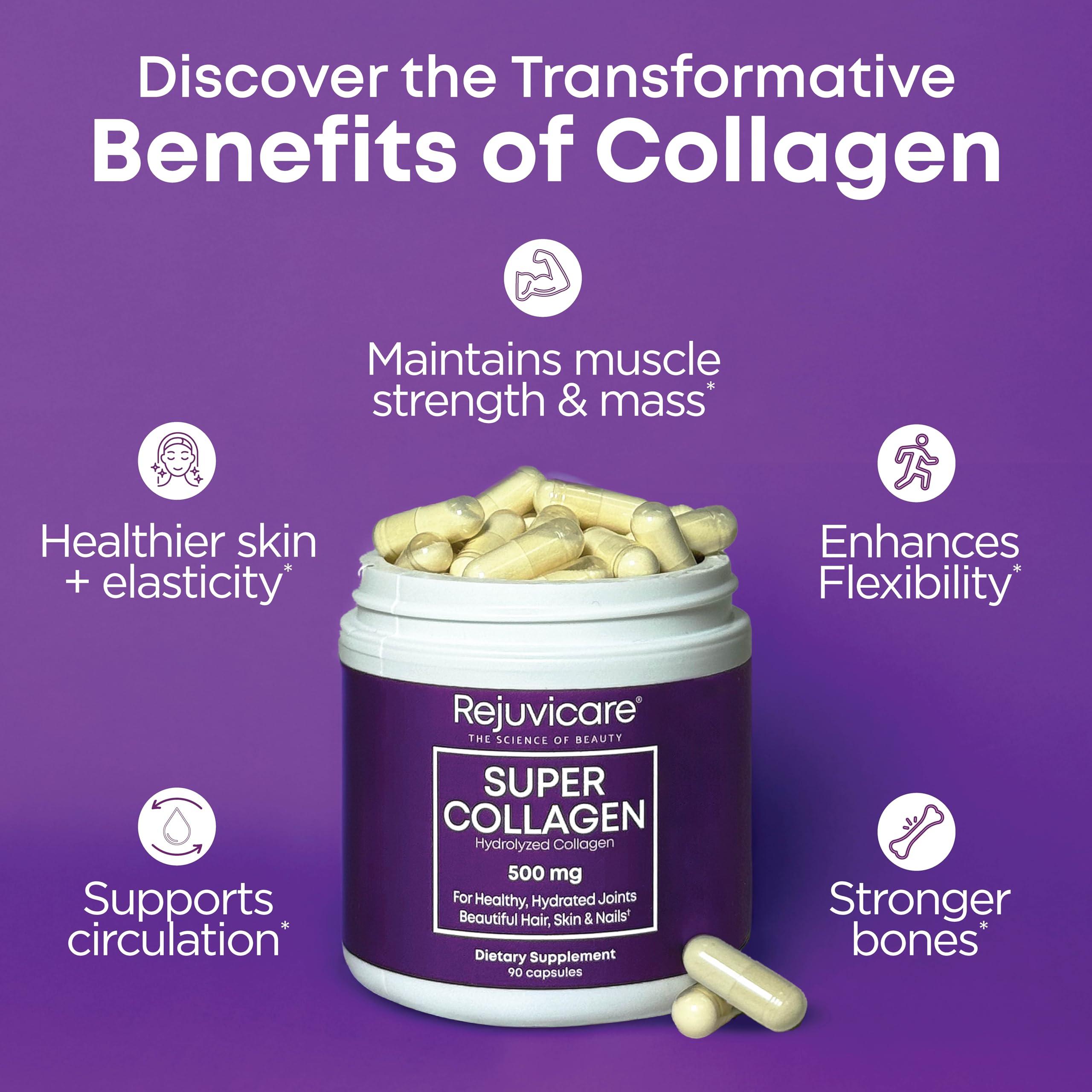 Rejuvicare Rejuvicare Super Collagen Capsules for Beauty, Healthy Joints, Hair, Skin, & Nails, 90 Servings, Multi, (N8745)