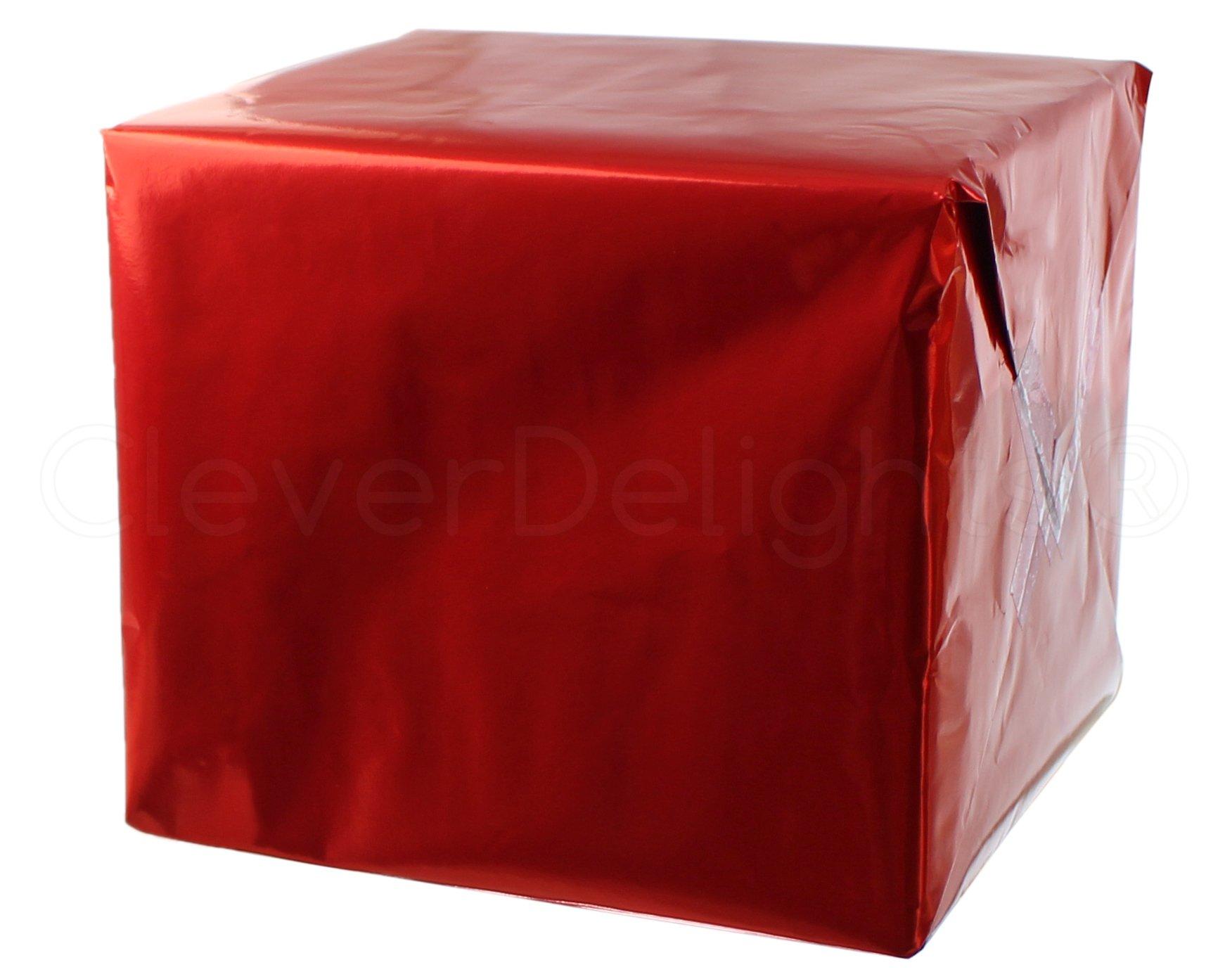 CleverDelights CleverDelights 4 Rolls Metallic Red Wrapping Paper - 30" x 300" JUMBO Rolls - 250 Sq Ft Total - Gift Wrap