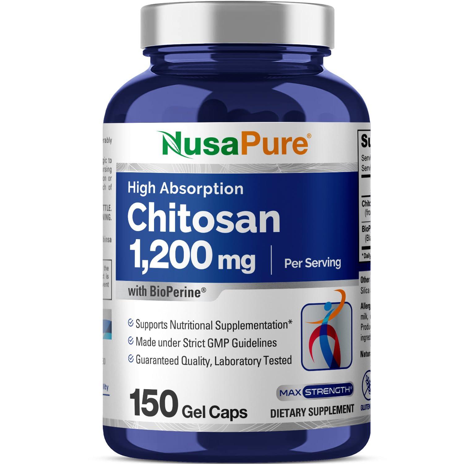 NusaPure NusaPure Chitosan 1200mg 150 Caps (Non-GMO & Soyfree) with Bioperine