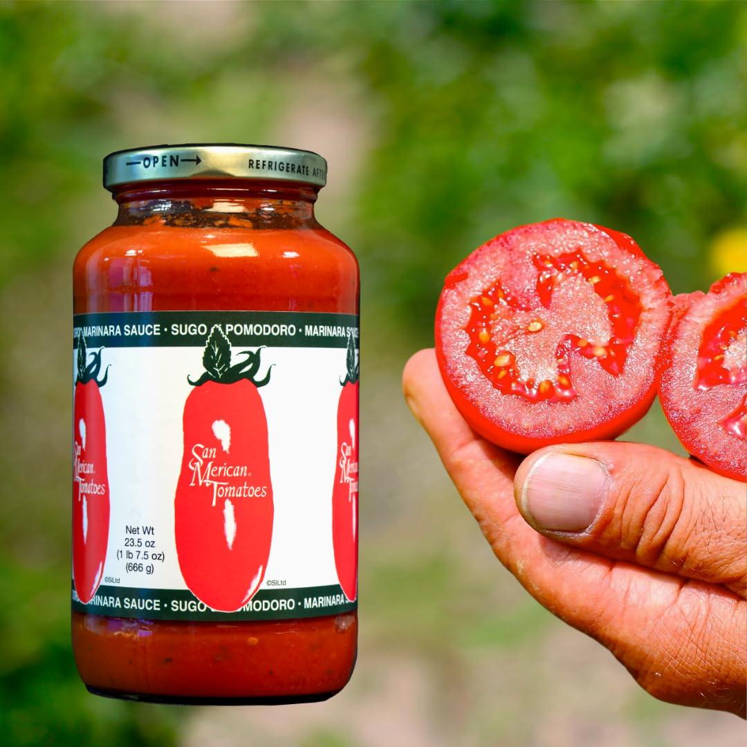 San Marzano SMT San Merican Tomato Marinara Sauce - Marinara Pasta Sauce from Fully Ripened Tomatoes, 23.5 oz (Pack of 2)