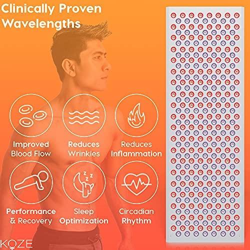 KOZE KOZE Red Light Therapy for Body 1500 watt - 300 Dual LEDs 660 & 850nm Red & Near Infrared NIR Light Therapy Device, Flicker Free No EMF, Clinical Grade Anti-Aging, Workout Recovery - X Series