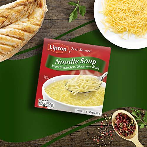 Lipton SOUP SECRETS Lipton Instant Soup Mix For a Warm Bowl of Soup Noodle Soup Made With Real Chicken Broth Flavor 4.5 oz, Pack of 12