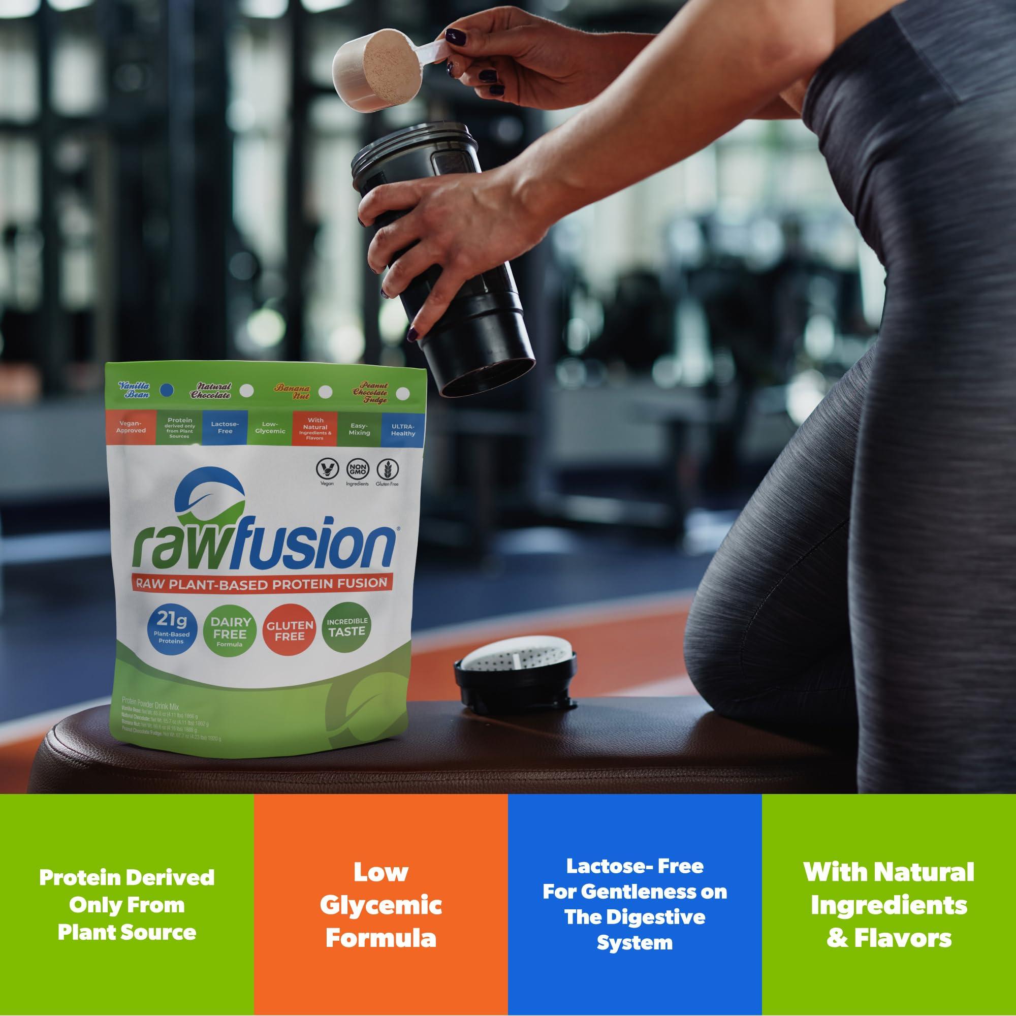 SAN Rawfusion- Vegan Protein Powder, Vanilla Bean - 60 Servings 21g of Plant Based Protein, Low Net Carbs, Non-Dairy, Gluten/ Lactose Free, Soy Free, Kosher, Non-GMO, 4lbs Pound