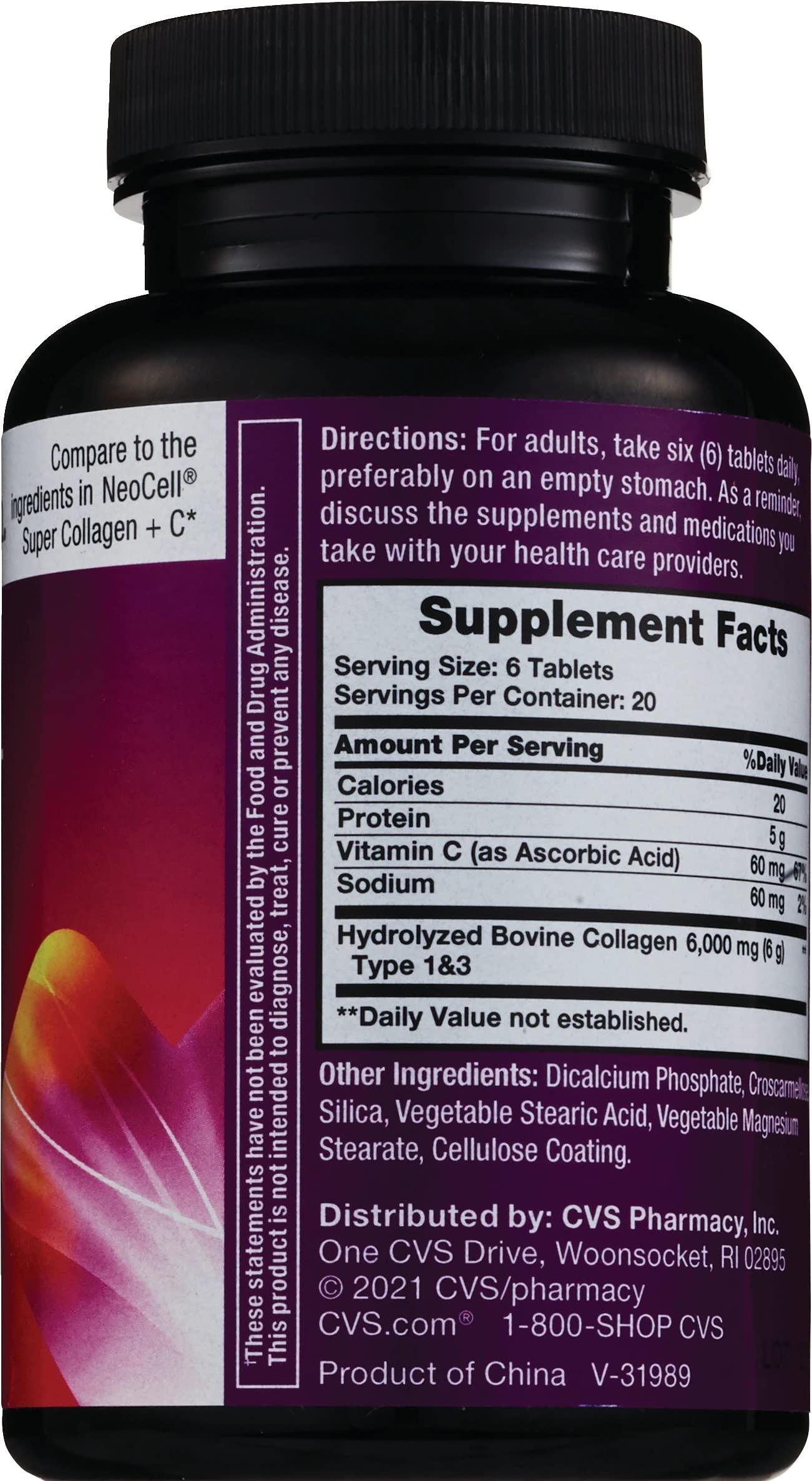 CVS Health CVS Health Collagen + Vitamin C, Skin & Nail Health Dietary Supplement Tablets, 120 CT