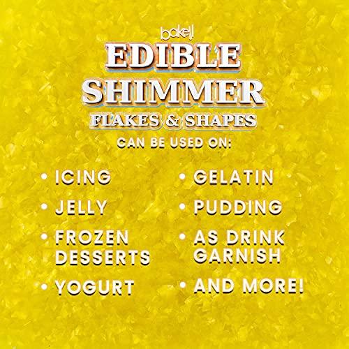 Bakell BAKELL Edible Glitter Flakes | Vegan Edible Shimmer Flakes | KOSHER Certified | Halal Certified | 100% Edible & Food Grade | Cakes, Cupcakes, Decoration (Yellow, 25g)