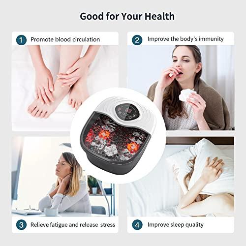 RIGHTMELL RIGHTMELL Foot Spa,Foot Bath Massager with Tea Tree Oil Foot Soak with Epsom Salt - with Heat, Bubbles and Vibration,Red Light,Medicine Box Digital Temperature Control 8 Acupressure Massage Points