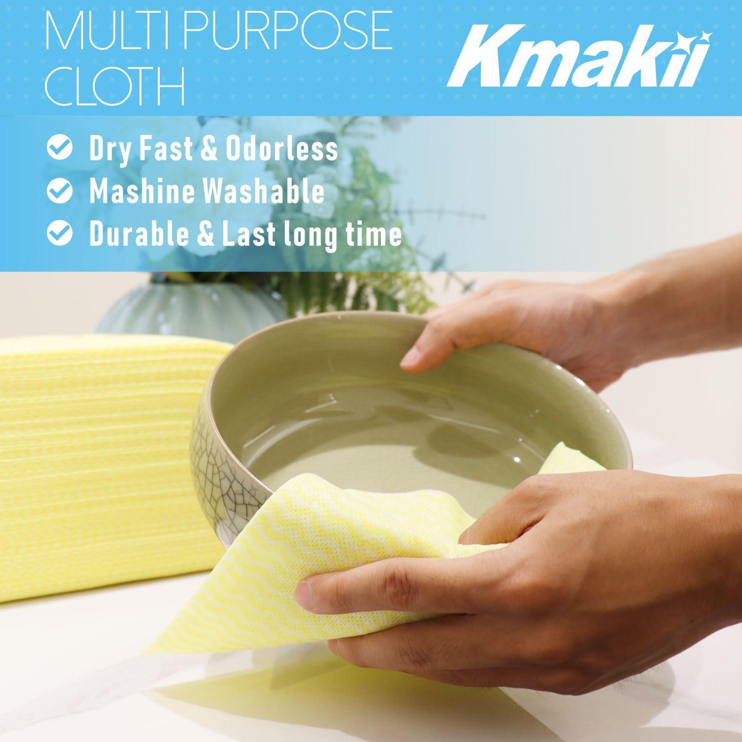 KMAKII KMAKII Handi Wipe Reusable Cloths - Multi-Purpose Disposable Dish Cloths and Towels, Ultra Absorbent, Fast-Dry, Durable Cleaning Wipes for Kitchen and Home, 4colors, 11.8 x 21 inches, Pack of 80