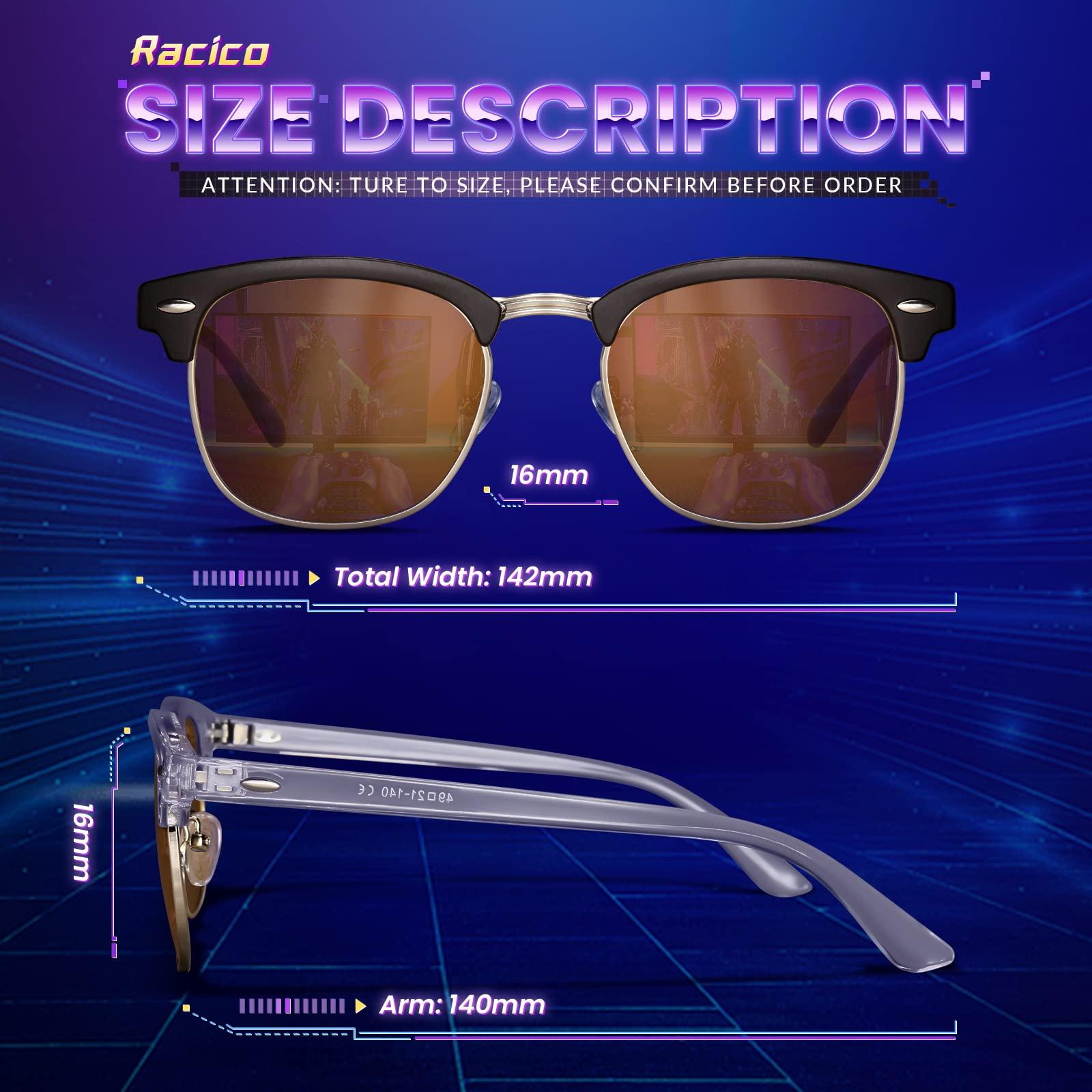 racico racico Computer Blue Light Blocking Glasses Blue Light Glasses Men Women, Anti Blu-Ray Clear Gaming Glasses Lenses