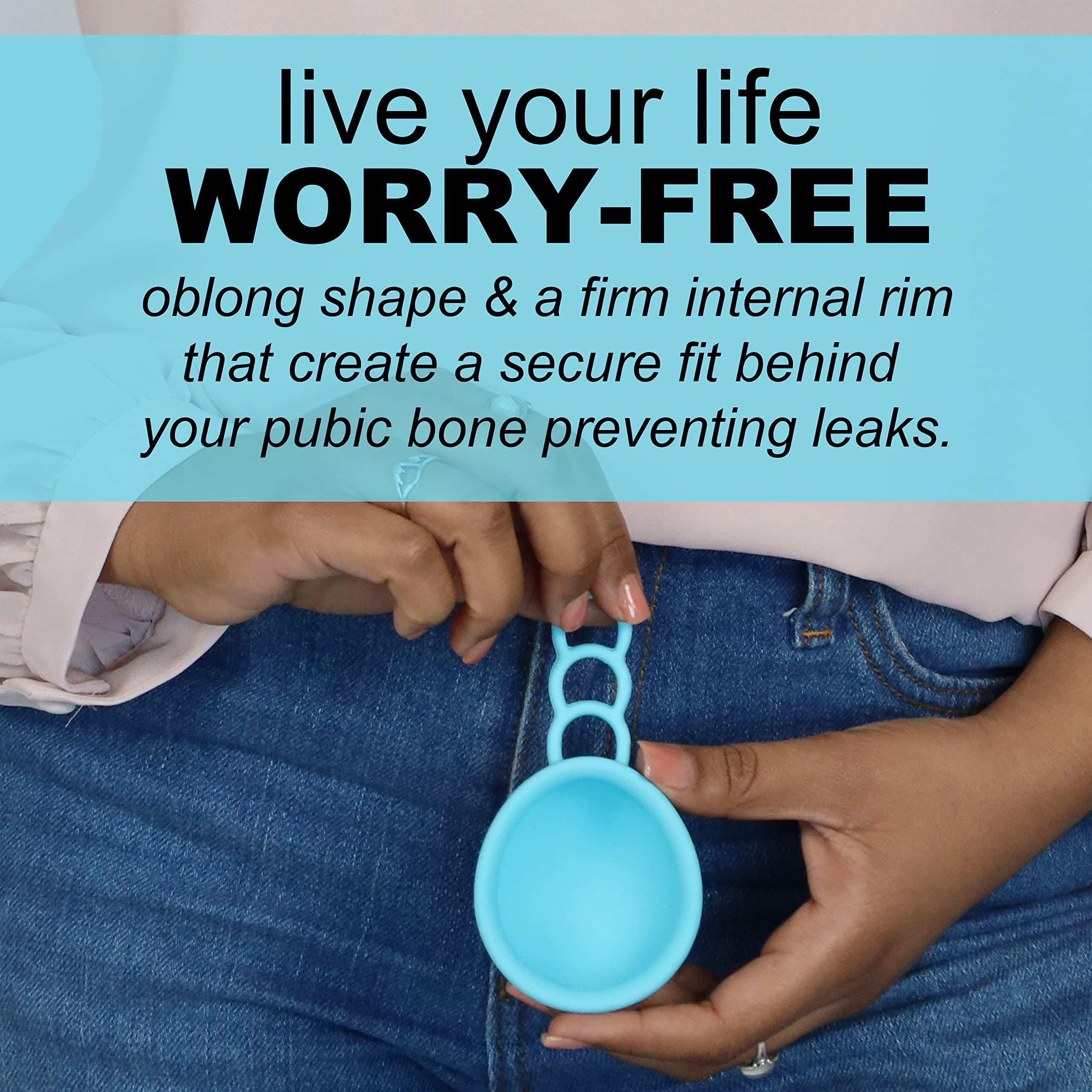 MOONTHLIES MOONTHLIES Reusable Menstrual Disc | Period Disc with Removal Loop Stem | Alternative to Menstrual Cups for Light or Heavy Flows | Sustainable Alternative to Tampons/Pads (2 Medium, Blue)